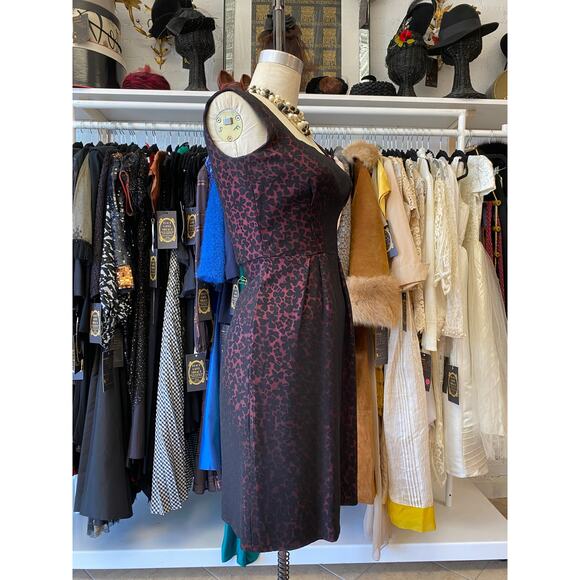 Vintage 1950s 2 piece dress and jacket burgundy and black, s/m, mrs maisel, mcm - Picture 4 of 10